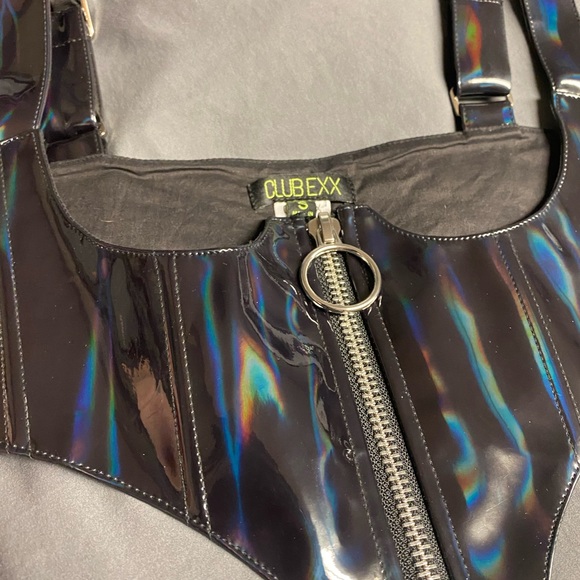 Dolls Kill - Club Exx - Oil Slick Harness Top - Underbust Crop - Picture 5 of 5